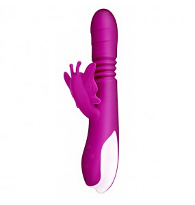 MIZZZEE - Butterfly Silicone Rubber Auto Retractable Rotating Beads Vibrator (Chargeable - Red Rose)
